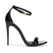 Zwarte Sandalen met Ketting en DG Logo Dolce & Gabbana , Black , Dames