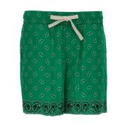 Groene Paisley Shorts Palm Angels , Green , Heren