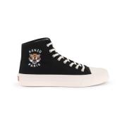 Canvas High Top Sneakers met Lucky Tiger Print Kenzo , Black , Dames