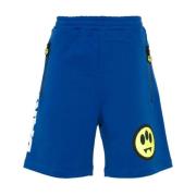 Blauwe Face Motif Shorts Barrow , Blue , Heren