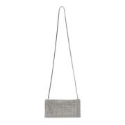 Zilveren Crystal Mesh Clutch met Kristallen Schouderband Benedetta Bru...