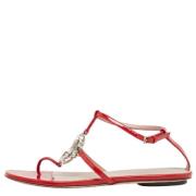 Pre-owned Leather sandals Gucci Vintage , Red , Dames