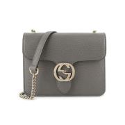 Grijze Leren Dames Handtas met Kettingriem Gucci , Gray , Dames