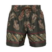 Bedrukte Khaki Swimboxer Roma Etro , Green , Heren