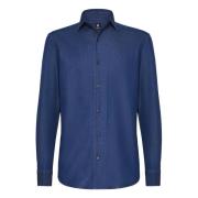 Regular Fit Katoenen Denim Overhemd Boggi Milano , Blue , Heren