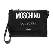 Handtas met logoprint Moschino , Black , Heren