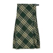 Groene Geruite Wikkelrok Burberry , Green , Dames