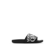 Slippers met logo Versace Jeans Couture , Black , Dames