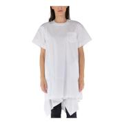 Katoenen Poplin T-Shirt Sacai , White , Dames