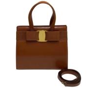 Pre-owned Leather handbags Salvatore Ferragamo Pre-owned , Brown , Dam...