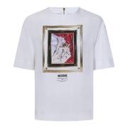 Witte Shirt met Grafische Print en Gouden Rits Moschino , White , Dame...