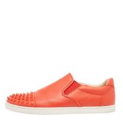 Pre-owned Leather sneakers Christian Louboutin Pre-owned , Orange , Da...