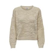 LS Structure O-Neck Life Only , Beige , Dames