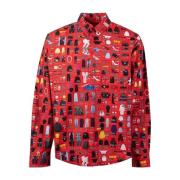Rode Katoenen Overhemd met Knopen Balenciaga , Multicolor , Heren