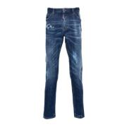 Blauwe Gewassen Denim Skinny Jeans Dsquared2 , Blue , Heren