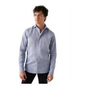 Slim Fit Linnen Overhemd Eton , Blue , Heren