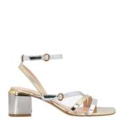 Zilveren en gouden sandalen met chunky hak Pinko , Gray , Dames