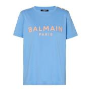 T-shirt met Parijs-print Balmain , Blue , Dames