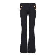 Uitlopende broek met knopen Balmain , Black , Dames