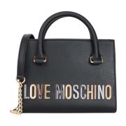 Zwarte tas met kettingriem en opvallende liefdeslogo Love Moschino , B...