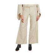 Flared Broek van Wol Benjamin Benmoyal , Beige , Dames