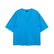 Oversized Jacquard T-shirt voor dames Alix The Label , Blue , Dames