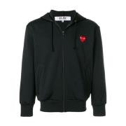 Zwarte katoenen hoodie met rits Comme des Garçons Play , Black , Heren