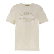 Heren Wit Katoenen T-Shirt met Logo Print Iceberg , White , Heren