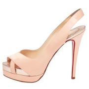 Pre-owned Satin sandals Christian Louboutin Pre-owned , Pink , Dames