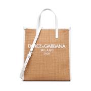 Beige Geweven Raffia Winkel Tas Dolce & Gabbana , Brown , Dames