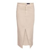 Gekleurde Denim Rok met Split Noisy May , Beige , Dames