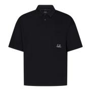 Zwart Boxy Fit Poloshirt met Logo Borduursel C.p. Company , Black , He...