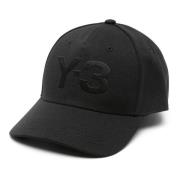 Zwarte Logo Cap met Gebogen Klep Y-3 , Black , Dames