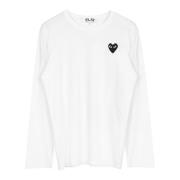 Zwart Heart Logo LS T-Shirt Comme des Garçons Play , White , Heren