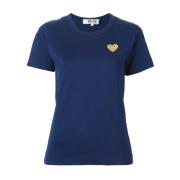 Navy Katoenen Dames T-shirt met Gouden Hart Borduursel Comme des Garço...