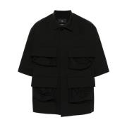 Zwarte korte mouw 4-zakken overhemd Y-3 , Black , Heren