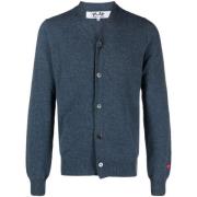 Navy Gebreide Cardigan Comme des Garçons Play , Blue , Dames