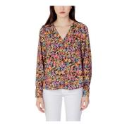 Bloemen V-hals Shirt Only , Pink , Dames