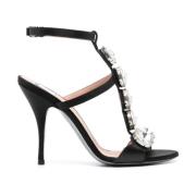 Zwarte Sandalen met Juweelversiering Moschino , Black , Dames