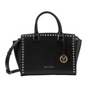 Elegante korte handtas met studs Carlo Colucci , Black , Dames