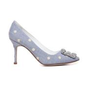 Denim Daisy Hak Schoenen Manolo Blahnik , Blue , Dames