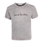 Grijze Logo Print Katoenen T-Shirt Acne Studios , Gray , Dames