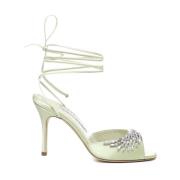 Groene sandalen met kristallen en kegelhak Manolo Blahnik , Green , Da...