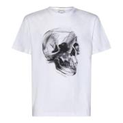 Witte T-shirt met Dragonfly Skull Print Alexander McQueen , White , He...