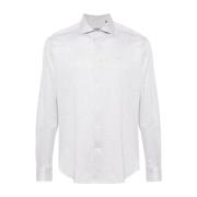 Italiaanse Katoen/Zijde Jersey Shirt Corneliani , Gray , Heren