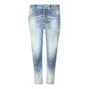 Blauwe Distressed Skinny Cropped Jeans Dsquared2 , Blue , Dames