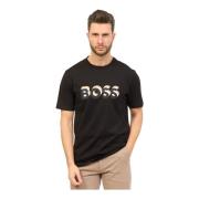 Regular Fit Katoenen T-Shirt met Rubberen Logo Hugo Boss , Black , Her...