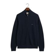 Katoenen Piqué Vest Gant , Blue , Heren