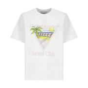Heren Tennis Club Logo T-shirt Casablanca , White , Heren
