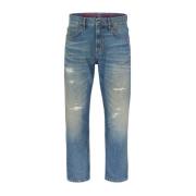 Vintage Wash Cropped Jeans Hugo Boss , Blue , Heren